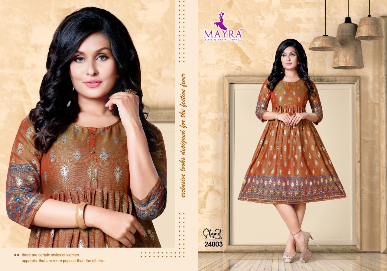 Mayra Skynet 5 Fancy Ethnic Wear Rayon Printed Anarakali Kurti Collection